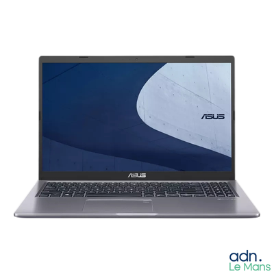 the asus laptop is open on a white surface with a blue background
