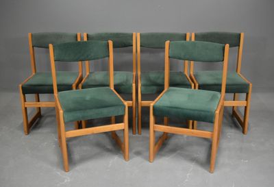 Suite de 6 CHAISES scandinaves, assise et dossier garni de v…