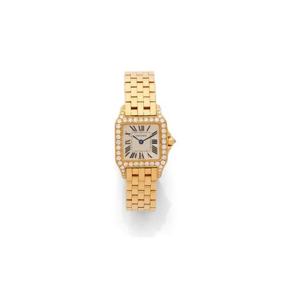 Montre-bracelet Cartier pour femme, en or 18 carats et sertie de diamants