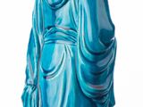 a statue of a woman in a blue dress