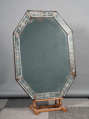 Miroir de forme octogonale en plaquettes de miroir à décor g…