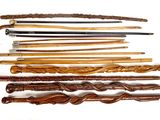 many different types of canes on a white surface