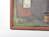 a picture of a painting of a man with a hat on