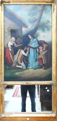 a man that is standing in front of a painting
