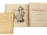 two books are open on a white surface with a drawing of a man and a woman