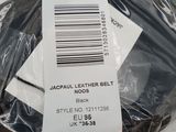 a black leather belt that is wrapped in plastic