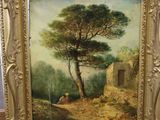 une image représentant un tableau où l'on voit un homme assis sous un arbre dans un champ