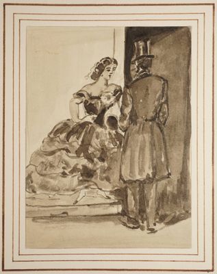 GUYS Constantin, attribué à , Danseuse et admirateur, Lavis …