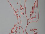un dessin représentant un oiseau sur une feuille de papier