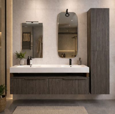 Ensemble meuble de salle de bain suspendu MIO ROYO 160cm chê…