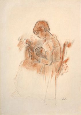 l'image d'un dessin représentant une femme assise sur une chaise