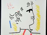 dessin représentant le visage d'un homme sur une feuille de papier blanche