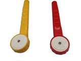 two different types of telephones on a white background