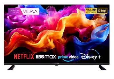 a smart tv with a colorful smoke pattern on the screen