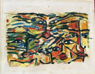 Alin Marthouret (Xxe), Visages de femmes, Gouache, signée Al…