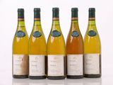 six bouteilles de vin sont alignées sur une surface blanche