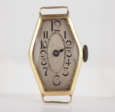 Boitier de montre de style Art déco en pans coupés en or jau… - Photo 1