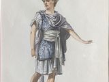 painting of a woman dressed in a roman costume and holding a sword
