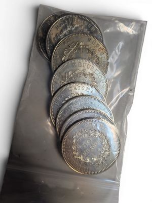 8 Pièces de 50 Fr Hercule, argent (2x 1974, 2x 1975, 2x 1977, 2 x 1978 - Photo 1