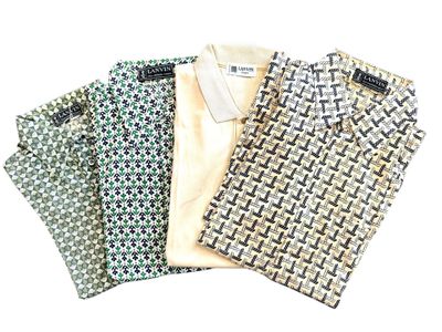three men ' s shirts in different patterns on a white background