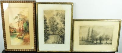 trois photos encadrées représentant des arbres, posées sur une étagère contre un mur