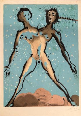 an image of a painting of a man and a woman in the snow