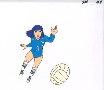 dessin humoristique représentant une joueuse de volley-ball sur le point de frapper le ballon