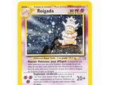 a close up of a pokemon card on a white surface