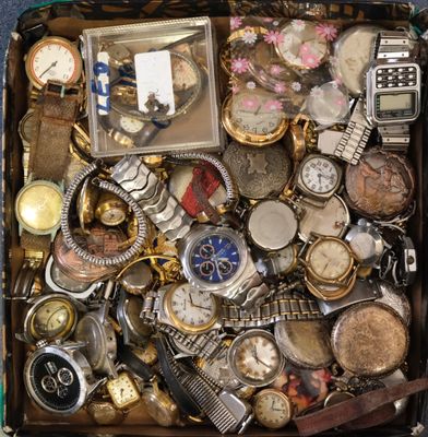 a suitcase full of assorted watches and other items