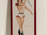 tableau représentant une femme en costume tenant une canne en sucre