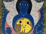 une image d'une peinture représentant une femme tenant un bébé