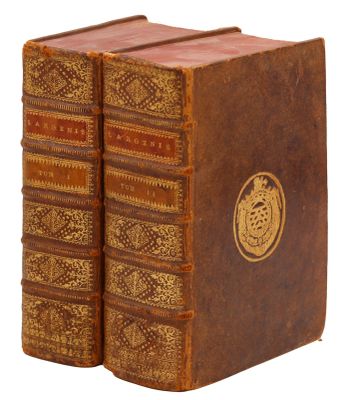 un ensemble de livres anciens composé de deux livres superposés