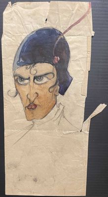 le dessin d'un homme portant un casque, tracé sur une feuille de papier