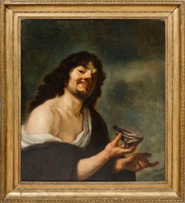un tableau représentant un homme tenant un verre de vin à la main