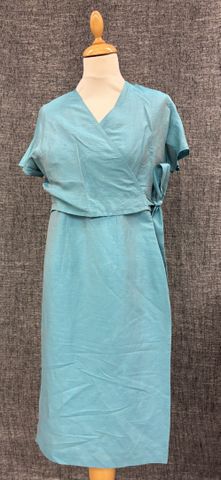 MAX MARA – Ensemble robe et boléro en lin et soie bleu turquoise....