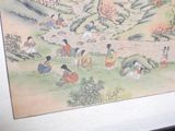 a picture of a painting of a group of people sitting on a hill