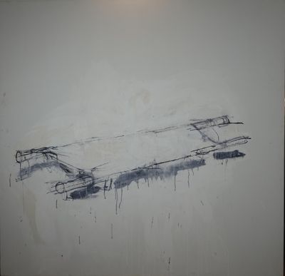 dessin d'un avion sur un mur, avec une lampe au-dessus