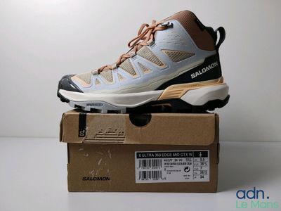 the shoe is sitting on top of the box on the table