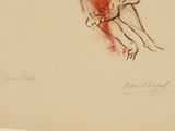 a drawing of a woman sitting on a chair