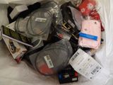 a plastic bag filled with assorted items on top of a table