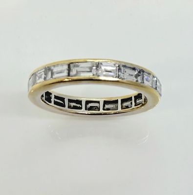 ALLIANCE américaine en or blanc 750 mil. plaqué d'or jaune, sertie de  - Photo 1