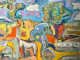 un tableau représentant un cheval et un homme à cheval