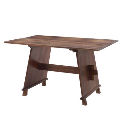 l'image d'une table en bois sous laquelle se trouve une étagère