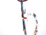 a picture of a painting on a wall with a knife in it