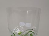 un vase en verre contenant une fleur verte