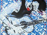 a painting of a man with a guitar in his hand