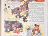 an open book with pictures of cartoon characters in it