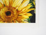 a picture of a painting of a sunflower on the wall