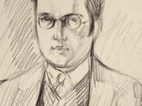 drawing of a man in a suit and tie with glasses