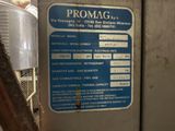 a blue sign on the side of a building that says promag